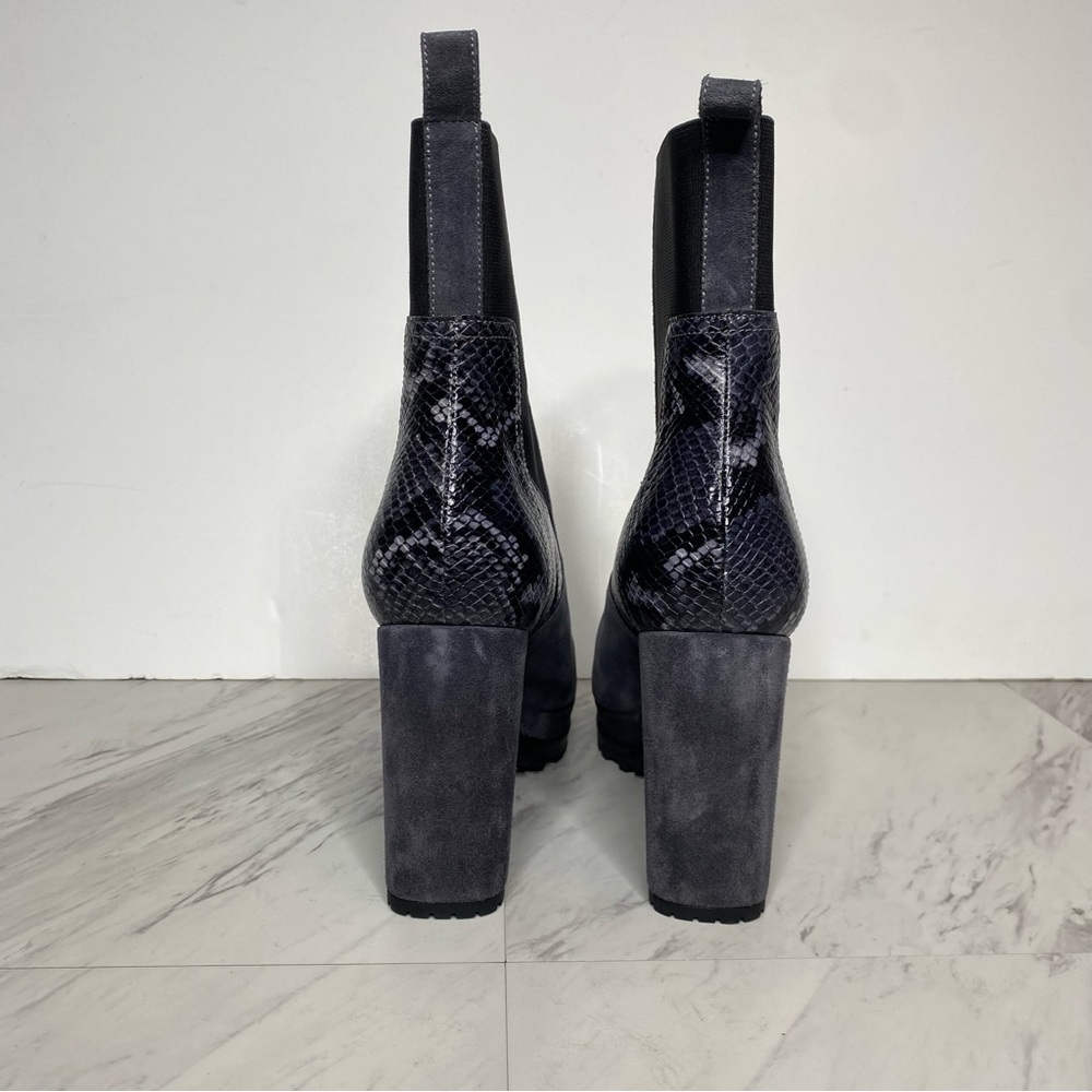 All Saints Sahara Gray Suede Snakeskin Heeled Boot 11 - Picture 4 of 16